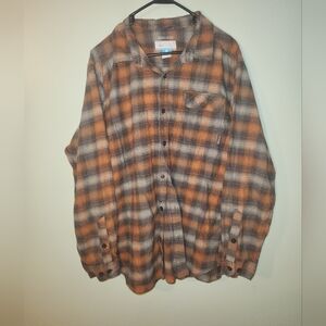 Columbia Mens XL omniwick Orange and Black Plaid Shirt